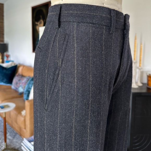 Vintage 90’s DKNY Pinstriped Wool High Waist Straight Leg Trousers - Picture 7 of 16